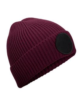 Strickmütze mit rundem Patch - individuell bedruckt